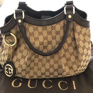 GUCCI monogram medium Sukey tote brown